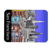 San Francisco Skyline Colored Line Art Magneet (Horizontaal)