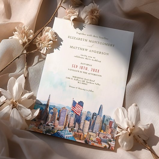 San Francisco Skyline Destination Wedding Kaart