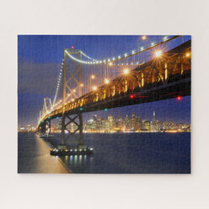San Francisco Skyline en Bay Bridge bij nacht Legpuzzel