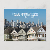 San Francisco Skyline en geschilderde dameshuizen Briefkaart (Voorkant)
