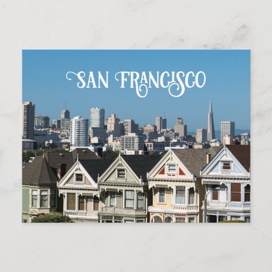 San Francisco Skyline en geschilderde dameshuizen Briefkaart (Voorkant)