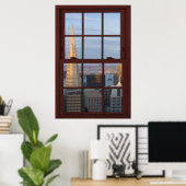San Francisco Skyline Faux Cherry Wood Window Poster (Thuiskantoor)