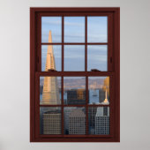 San Francisco Skyline Faux Cherry Wood Window Poster (Voorkant)