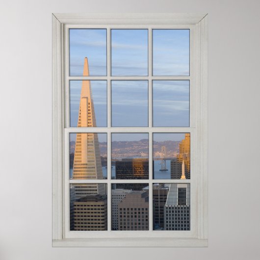 San Francisco Skyline Faux - Fake White Window Poster (Voorkant)