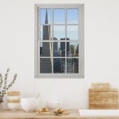 San Francisco Skyline Faux - Fake White Window Poster (Keuken)