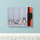 San Francisco Skyline from Golden Gate Bridge. Canvas Afdruk (Insitu (Houten vloer))