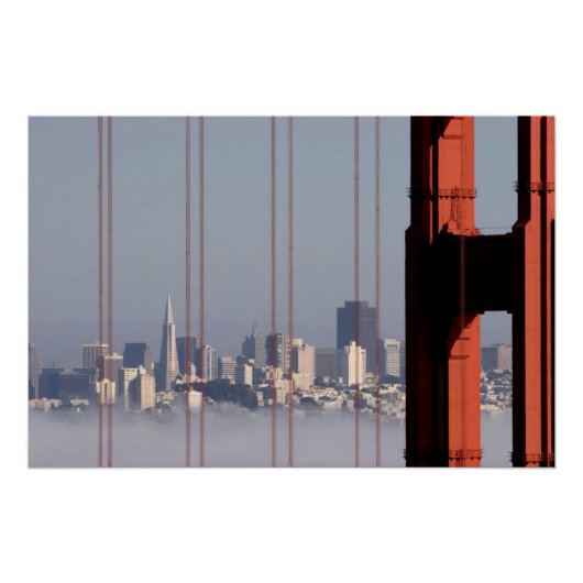 San Francisco Skyline from Golden Gate Bridge. Perfect Poster (Voorkant)