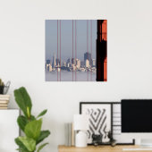 San Francisco Skyline from Golden Gate Bridge. Poster (Thuiskantoor)