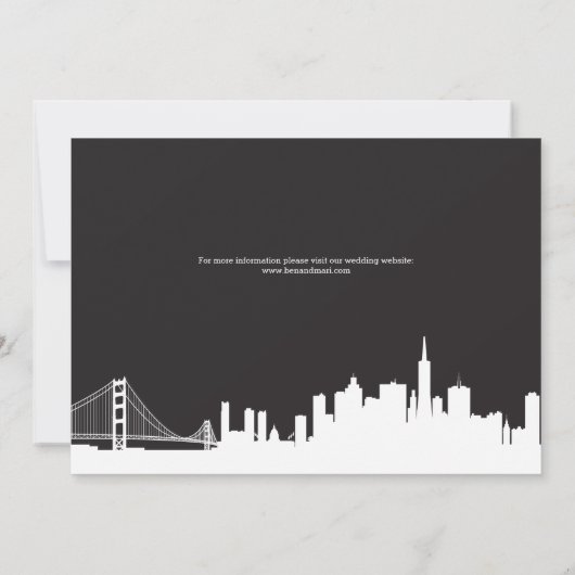San Francisco Skyline Gold Script Bewaar de datum Save The Date (Achterkant)