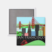 San Francisco Skyline Illustratie Magneet (Voorkant / Achterkant)