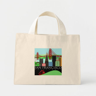 San Francisco Skyline Illustration Bag Mini Tote Bag