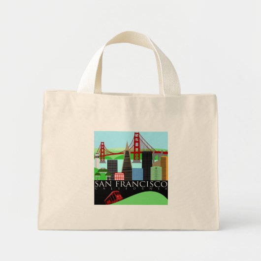 San Francisco Skyline Illustration Bag Mini Tote Bag (Voorkant)