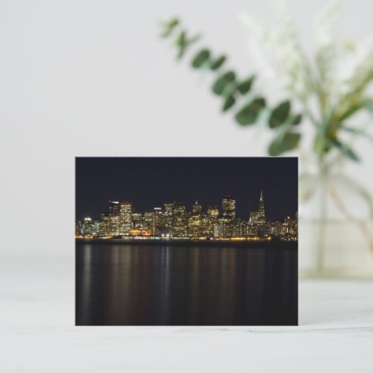 San Francisco Skyline in Night Briefkaart (Staand voorkant)