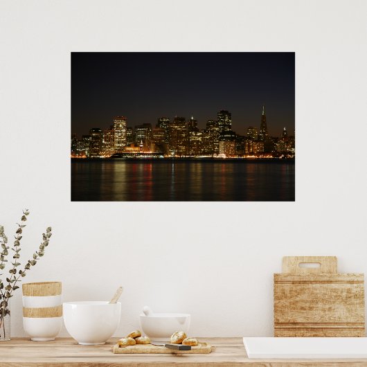 San Francisco Skyline in Night Poster (Keuken)