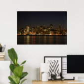 San Francisco Skyline in Night Poster (Thuiskantoor)