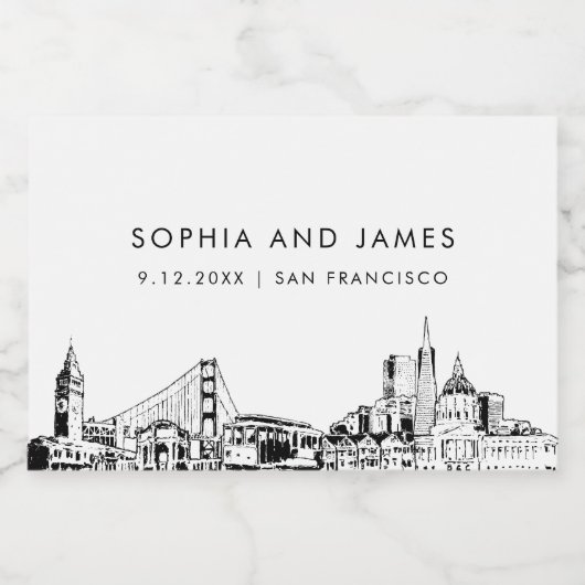 San Francisco Skyline Mini Sparkling Wijnetiket (Enkel label)