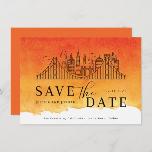 San Francisco Skyline Modern sparen de Datum (Voorkant / Achterkant)