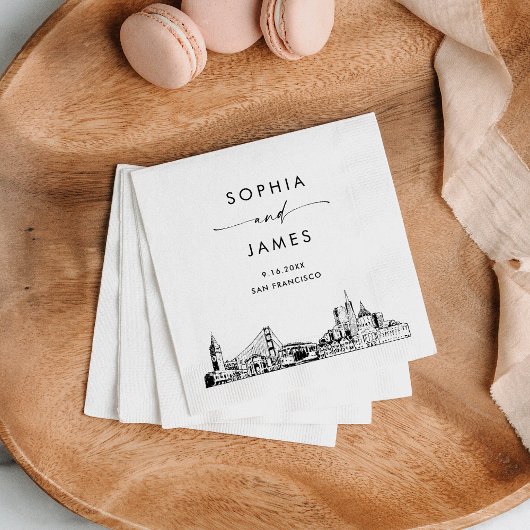 San Francisco Skyline moderne bruiloft cocktail Servet