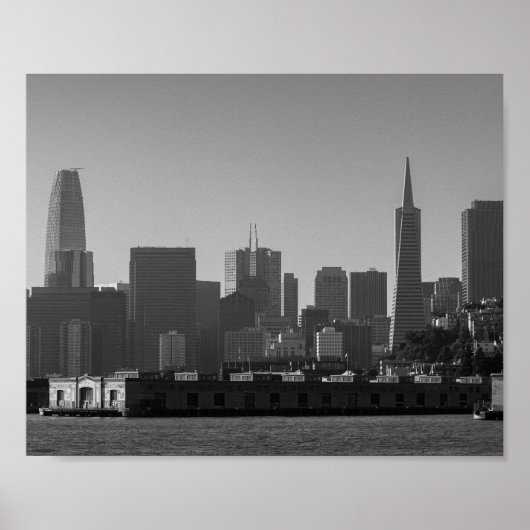 San Francisco Skyline Monochrome - Cityscape Foto Poster (Voorkant)