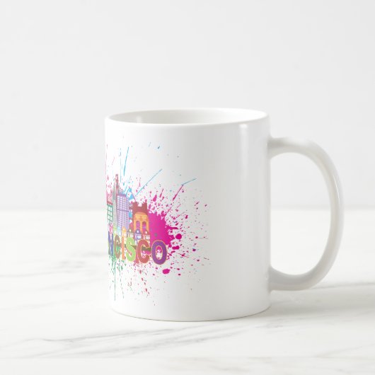 San Francisco Skyline Paint Splatter Illustration Koffiemok (Rechts)