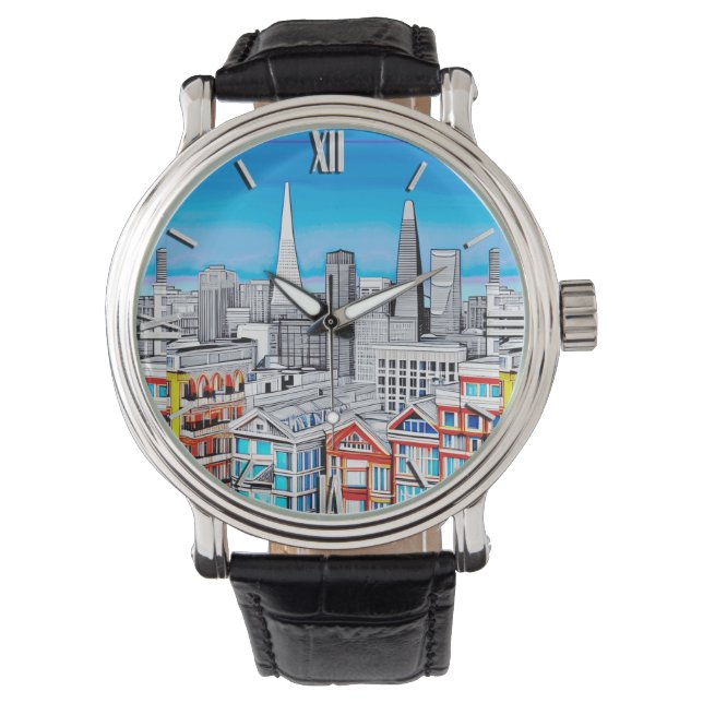 San Francisco Skyline Poster Art Horloge (Voorkant)