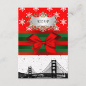 San Francisco Skyline Red Snowflake Kerstmis Advieskaart (Voorkant)