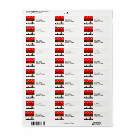 San Francisco Skyline Red Snowflake Kerstmis Etiket (Full Sheet)