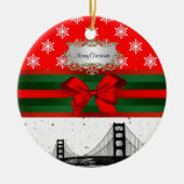 San Francisco Skyline Red Snowflake Kerstmis Keramisch Ornament (Voorkant)
