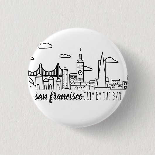 San Francisco Skyline Ronde Button 3,2 Cm (Voorkant)