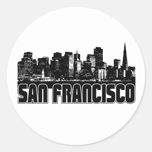 San Francisco Skyline Ronde Sticker (Voorkant)