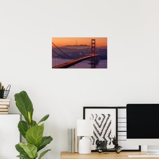 San Francisco Skyline | SF Gloden Gate Bridge Poster (Thuiskantoor)