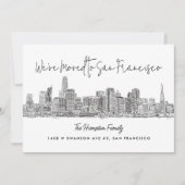 San Francisco Skyline Sketch Drawing Moving Aankondiging (Voorkant)