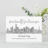 San Francisco Skyline Sketch Drawing Moving Aankondiging (Staand voorkant)