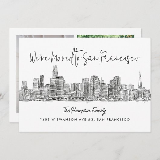 San Francisco Skyline Sketch Drawing Moving Aankondiging (Voorkant / Achterkant)