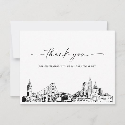 San Francisco Skyline trouwfoto dank u kaart (Voorkant)
