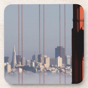 San Francisco Skyline van Golden Gate Bridge. Bier Onderzetter