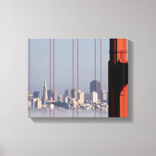 San Francisco Skyline van Golden Gate Bridge. Canvas Afdruk
