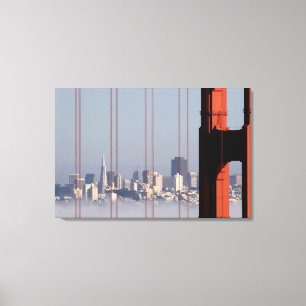 San Francisco Skyline van Golden Gate Bridge. Canvas Afdruk