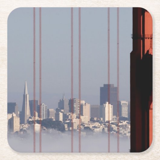 San Francisco Skyline van Golden Gate Bridge. Kartonnen Onderzetters (Voorkant)