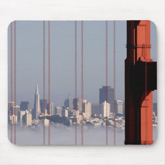 San Francisco Skyline van Golden Gate Bridge. Muismat (Voorkant)