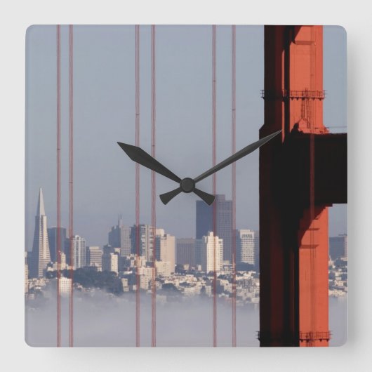 San Francisco Skyline van Golden Gate Bridge. Vierkante Klok (Voorkant)