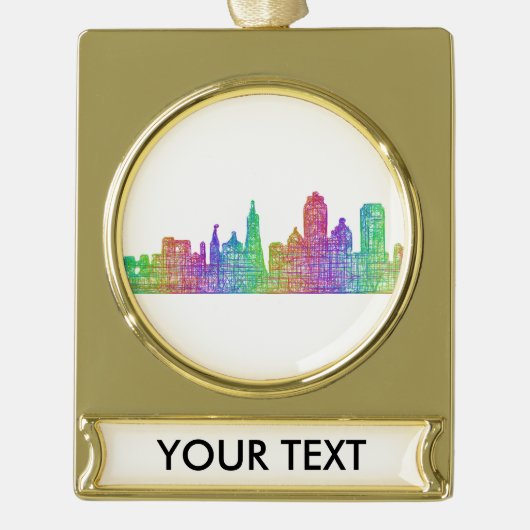 San Francisco skyline Verguld Banner Ornament (Voorkant)