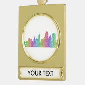 San Francisco skyline Verguld Banner Ornament (Links)