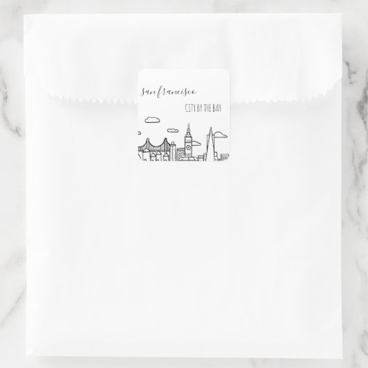 San Francisco Skyline Vierkante Sticker (Tas)