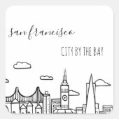 San Francisco Skyline Vierkante Sticker (Voorkant)