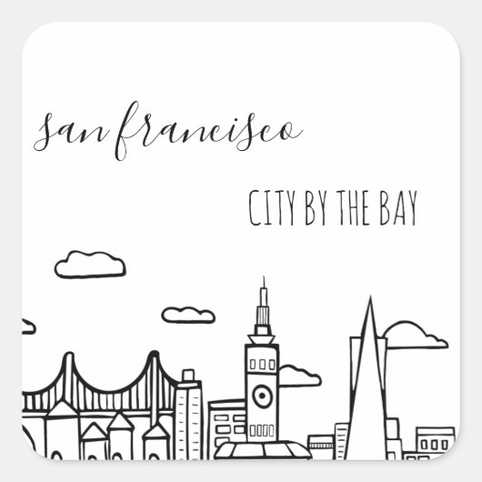 San Francisco Skyline Vierkante Sticker (Voorkant)