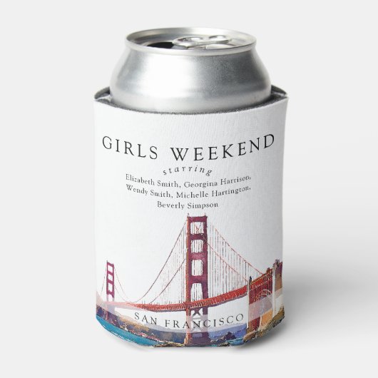 San Francisco Skyline Watercolor Girls Weekend Blikjeskoeler (Blikje Voorkant)