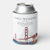 San Francisco Skyline Watercolor Girls Weekend Blikjeskoeler (Blikje Achterkant)