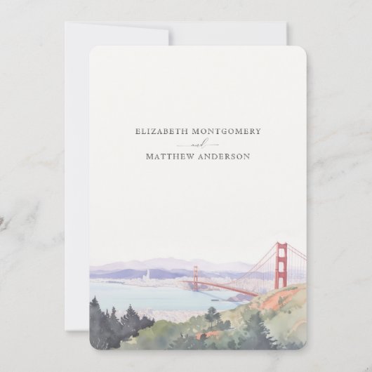 San Francisco Skyline Waterverf De datum opslaan Kaart (Achterkant)