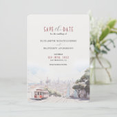 San Francisco Skyline Waterverf De datum opslaan Kaart (Staand voorkant)